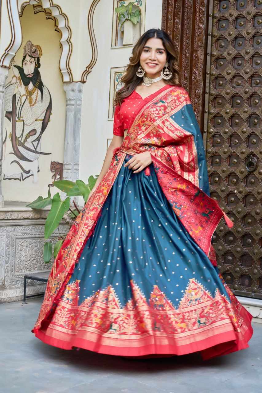 PIYU 25-3 New Silk Chaniya Choli For Occasional Wear Firozi Lahenga