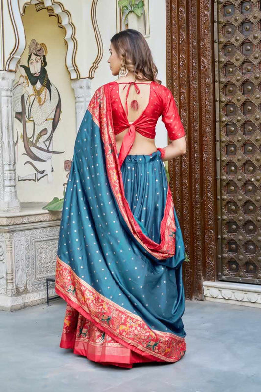 PIYU 25-3 New Silk Chaniya Choli For Occasional Wear Firozi Lahenga