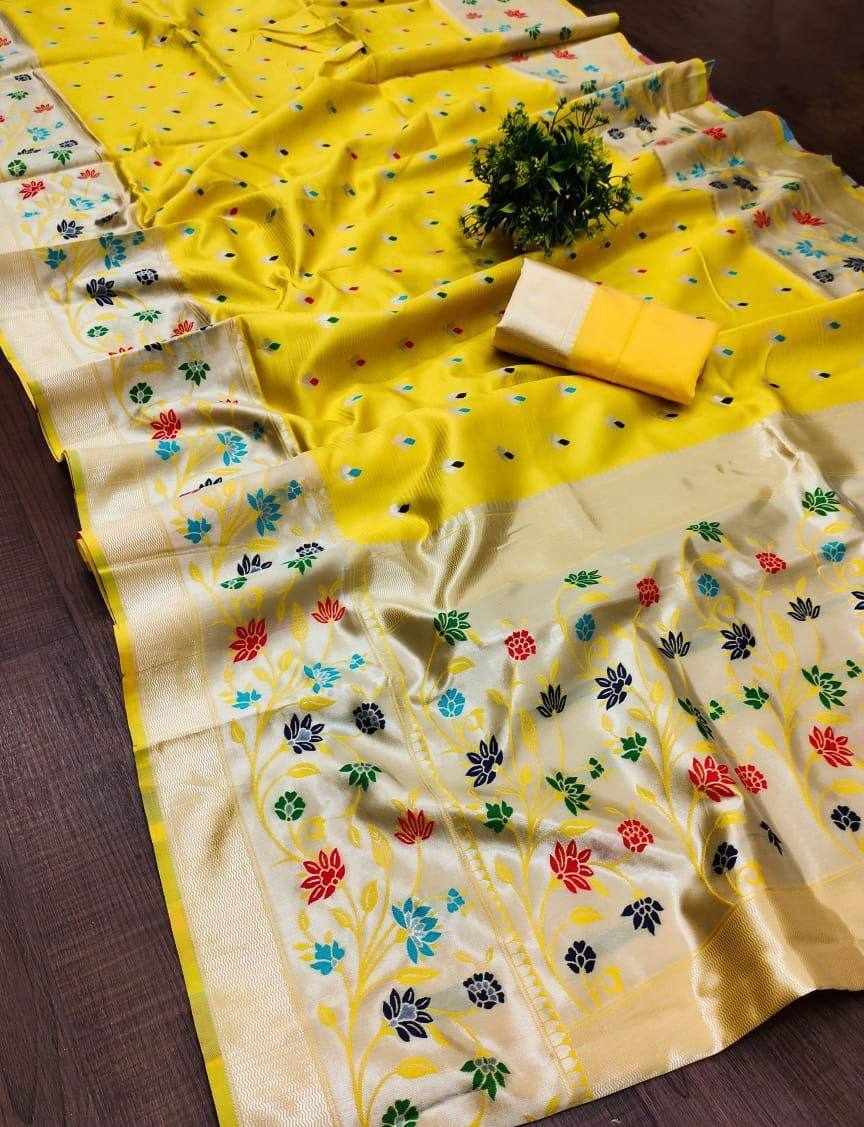 KPR 295 SOFT LITCHI SILK CLOTH YELLOW SAREE