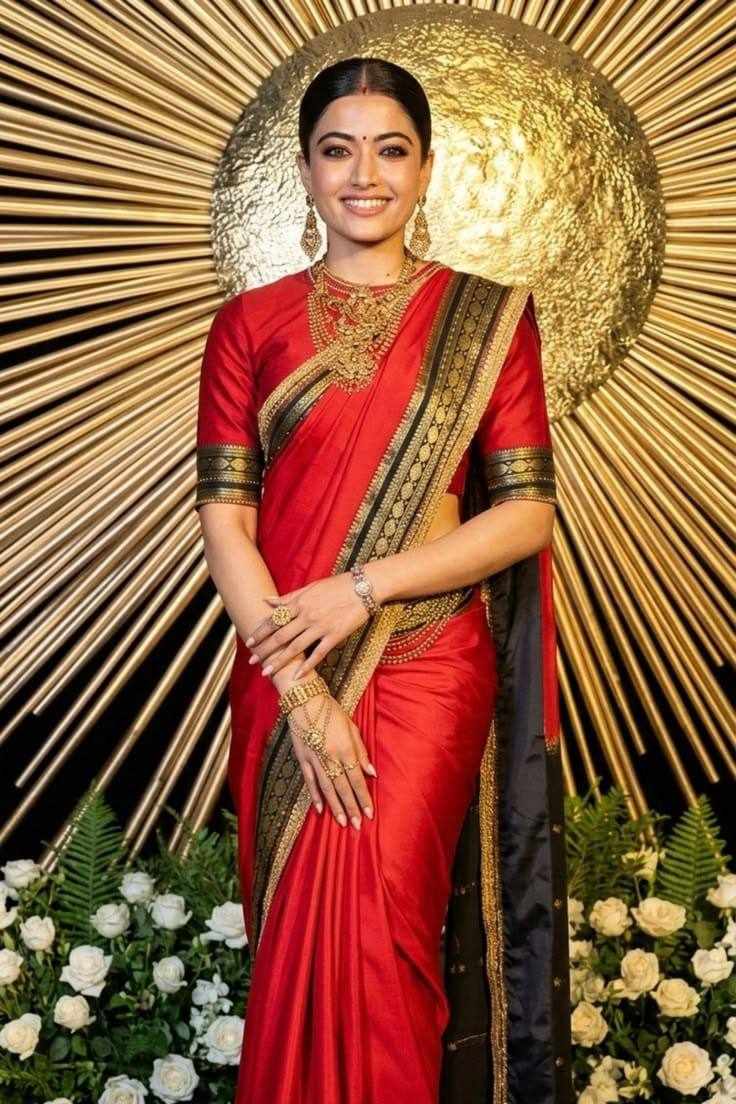 New Red and Black Comination Saree