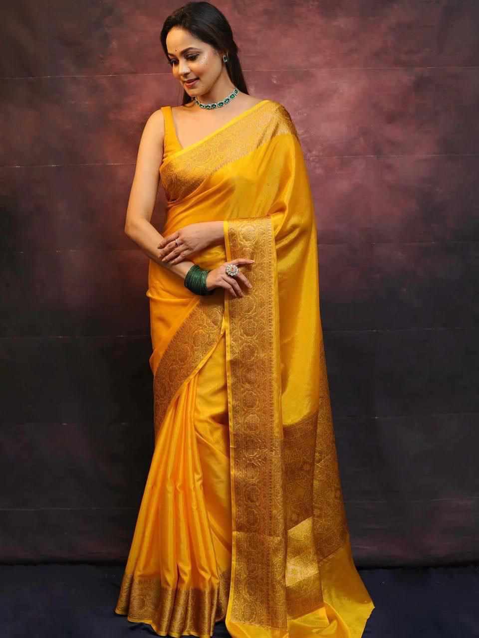MF 2090  BEAUTIFUL BANARASI SOFT LITCHI SILK CLOTH SAREE