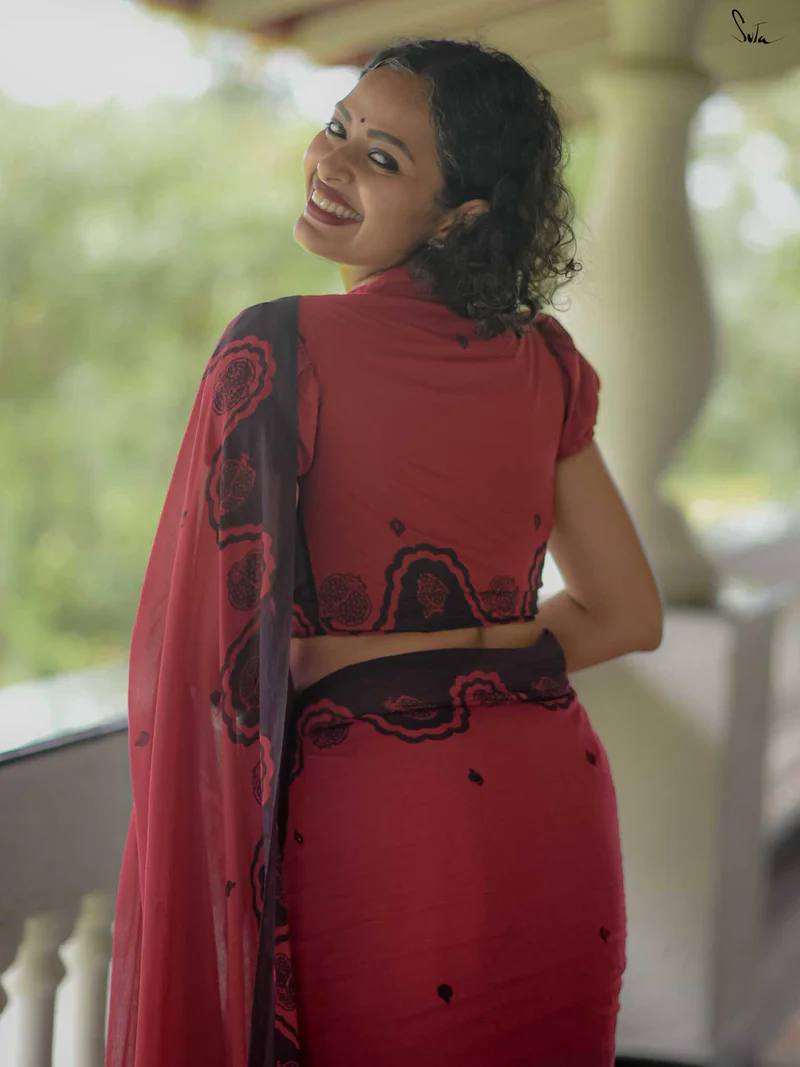 KP-W 351 New Classic Digital Printed Red Saree
