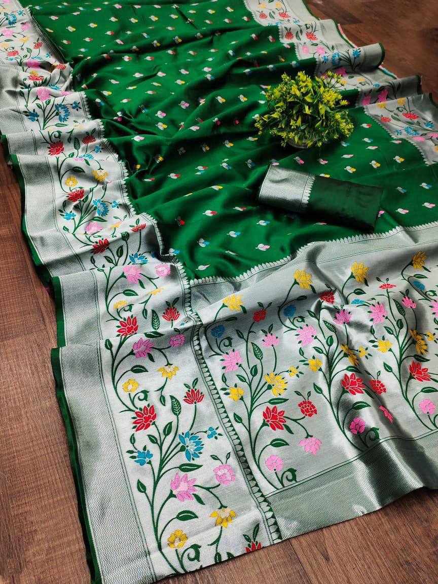 KPR 295 NEW SOFT LITCHI SILK CLOTH GREEN SAREE