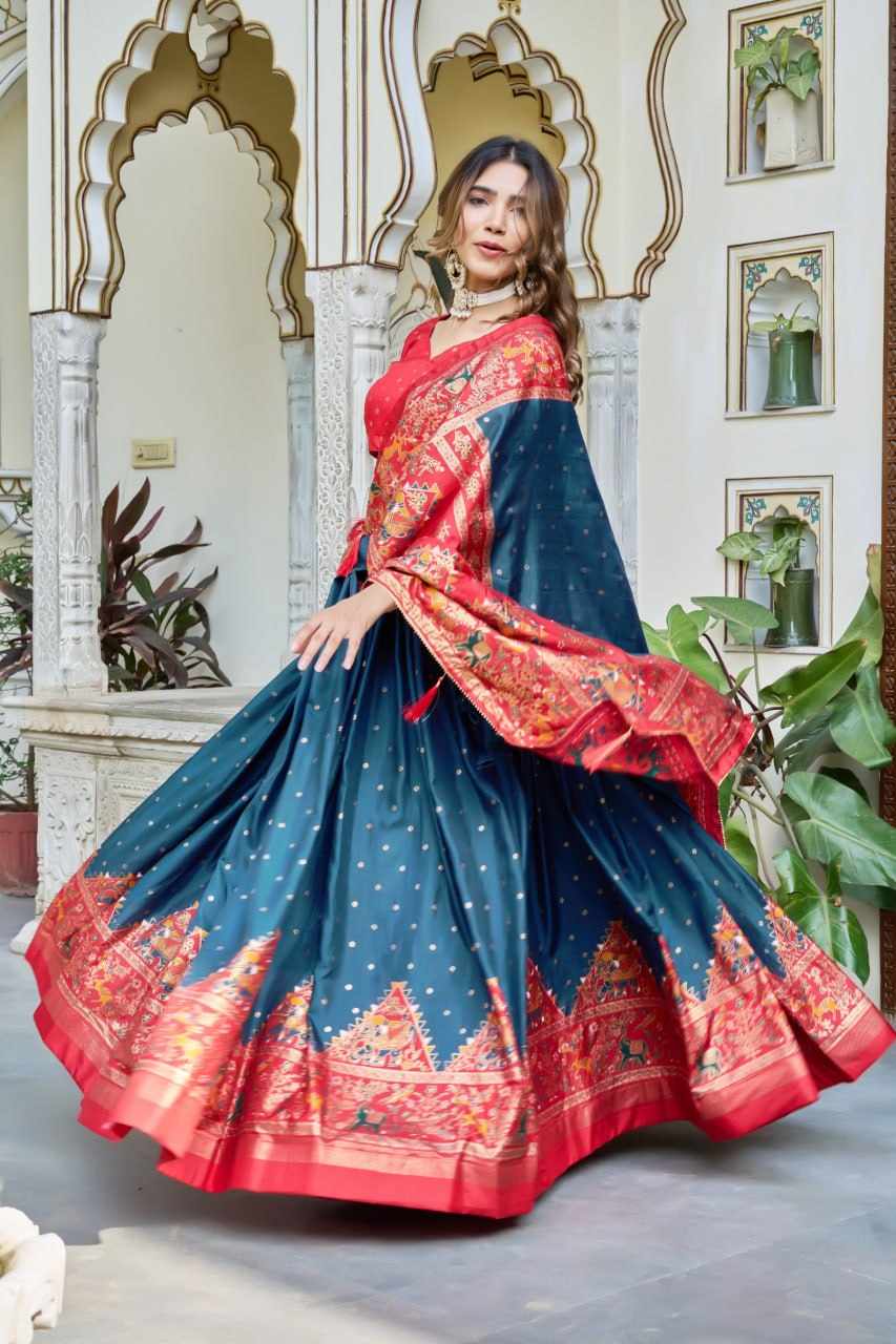 PIYU 25-3 New Silk Chaniya Choli For Occasional Wear Firozi Lahenga