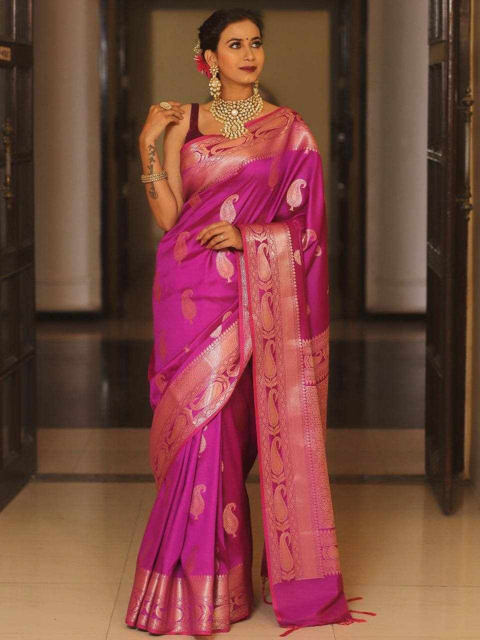 PURE GOLD ZARI ON Pink Saree