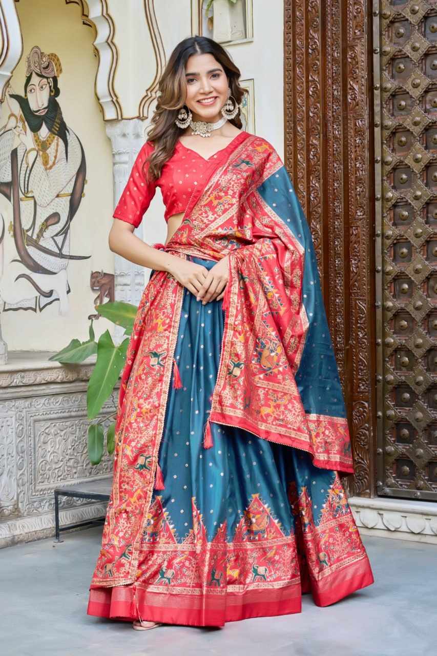 PIYU 25-3 New Silk Chaniya Choli For Occasional Wear Firozi Lahenga