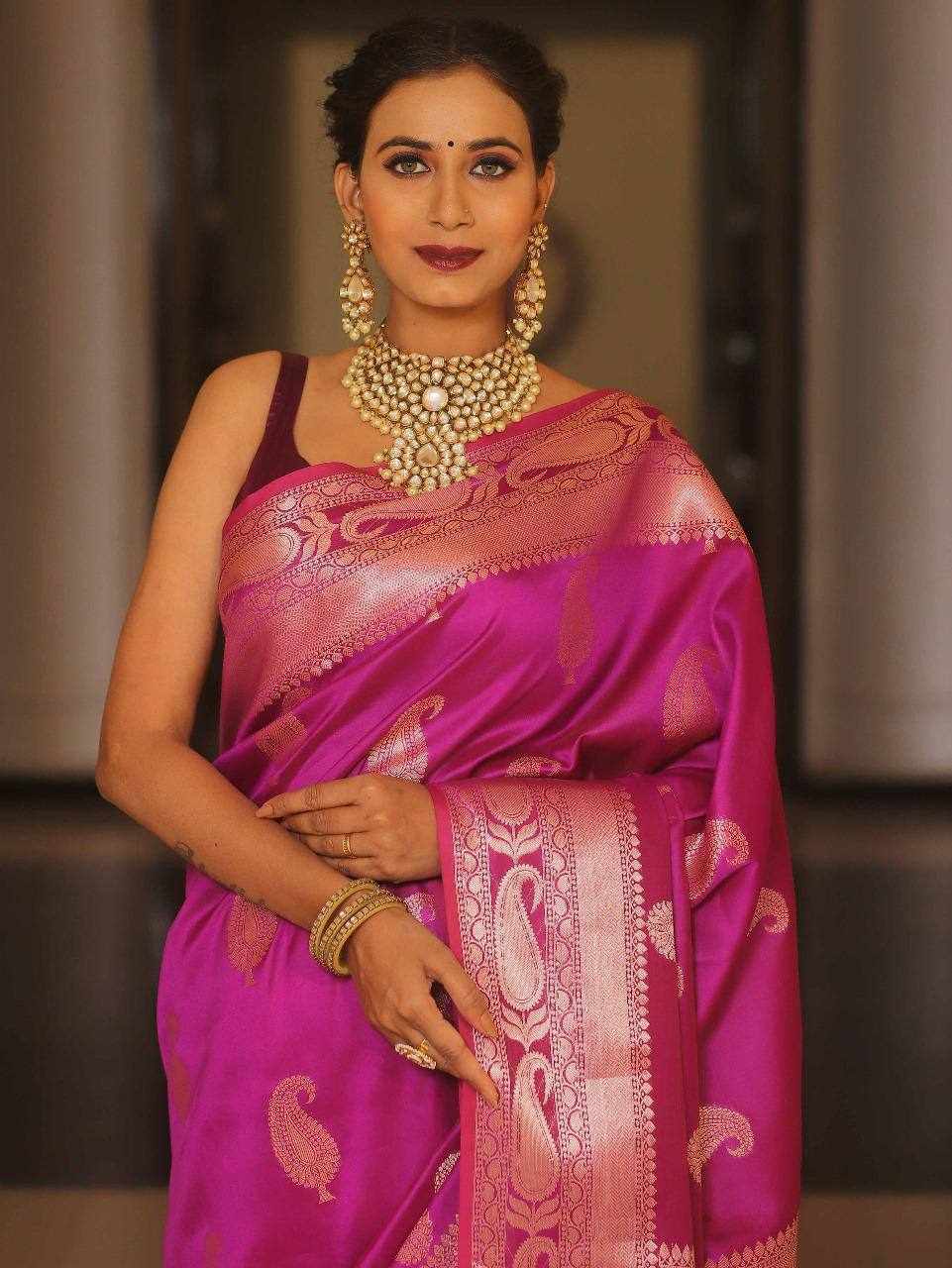 PURE GOLD ZARI ON Pink Saree