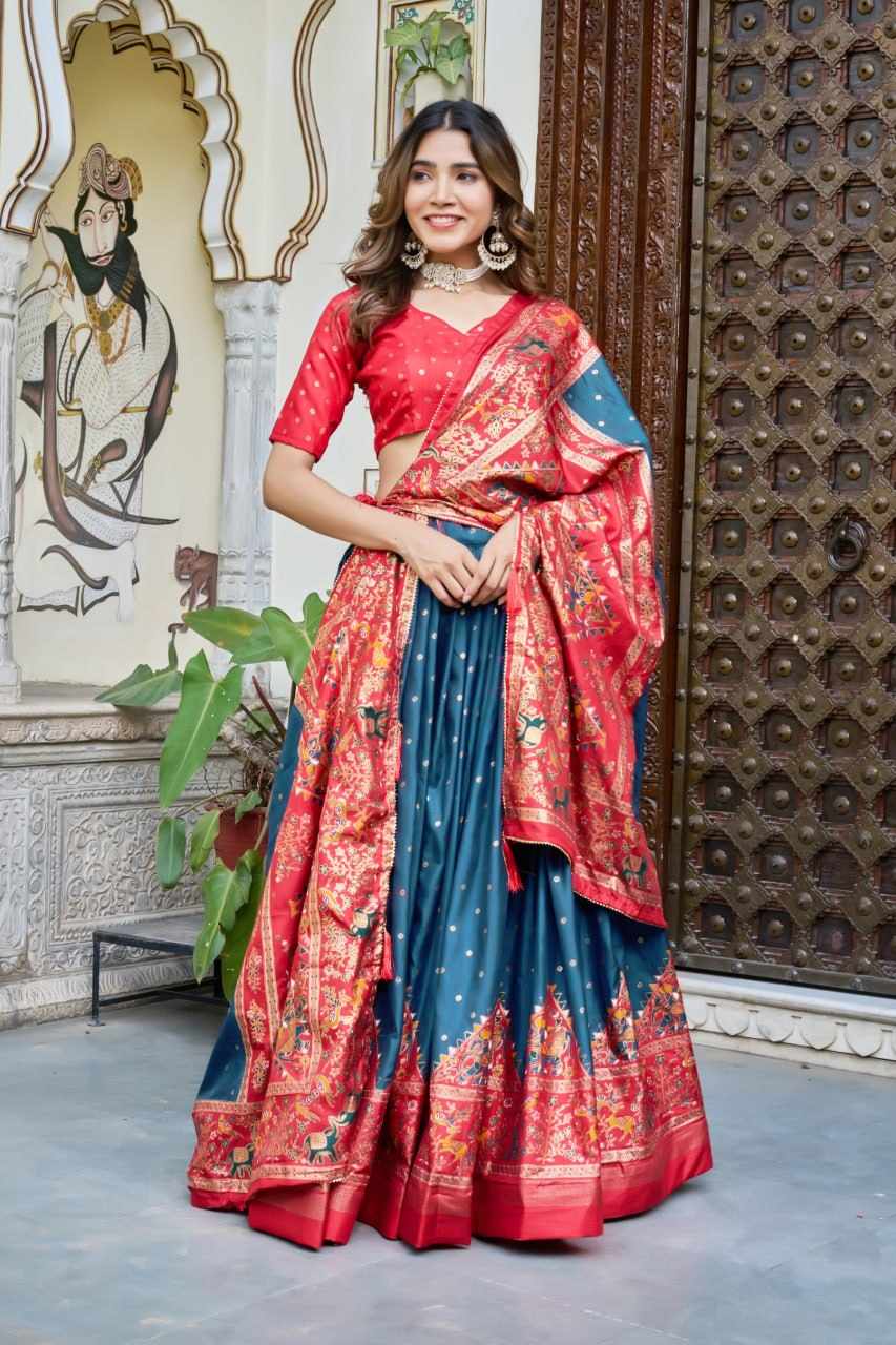 PIYU 25-3 New Silk Chaniya Choli For Occasional Wear Firozi Lahenga