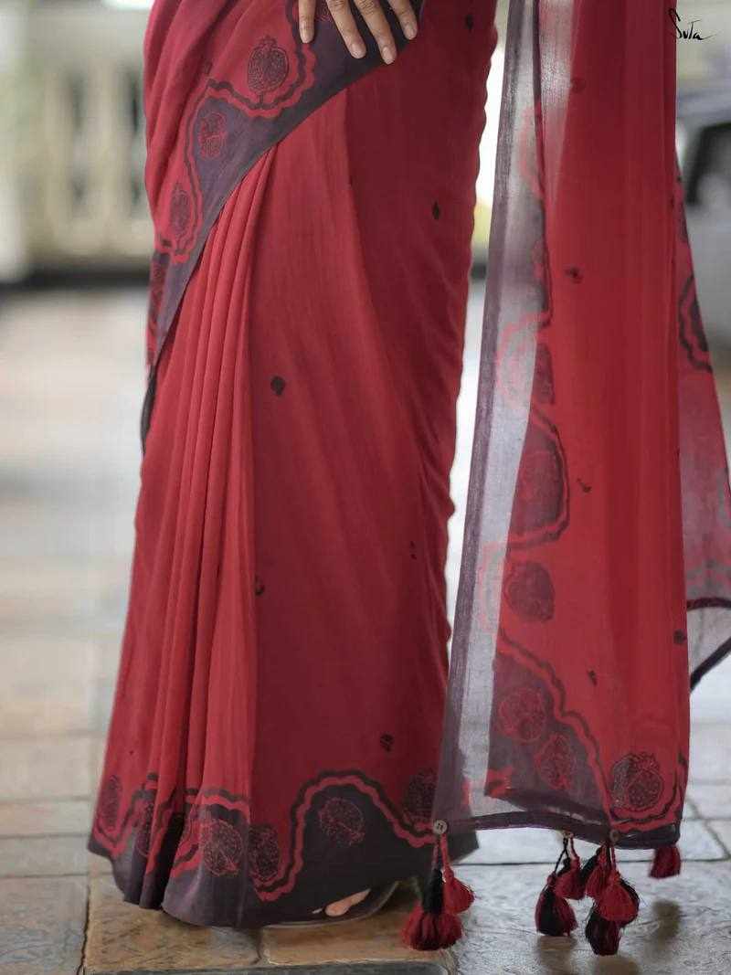 KP-W 351 New Classic Digital Printed Red Saree