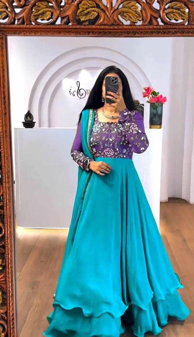 PC 512 Chinon Embroidery Thread Work Gown