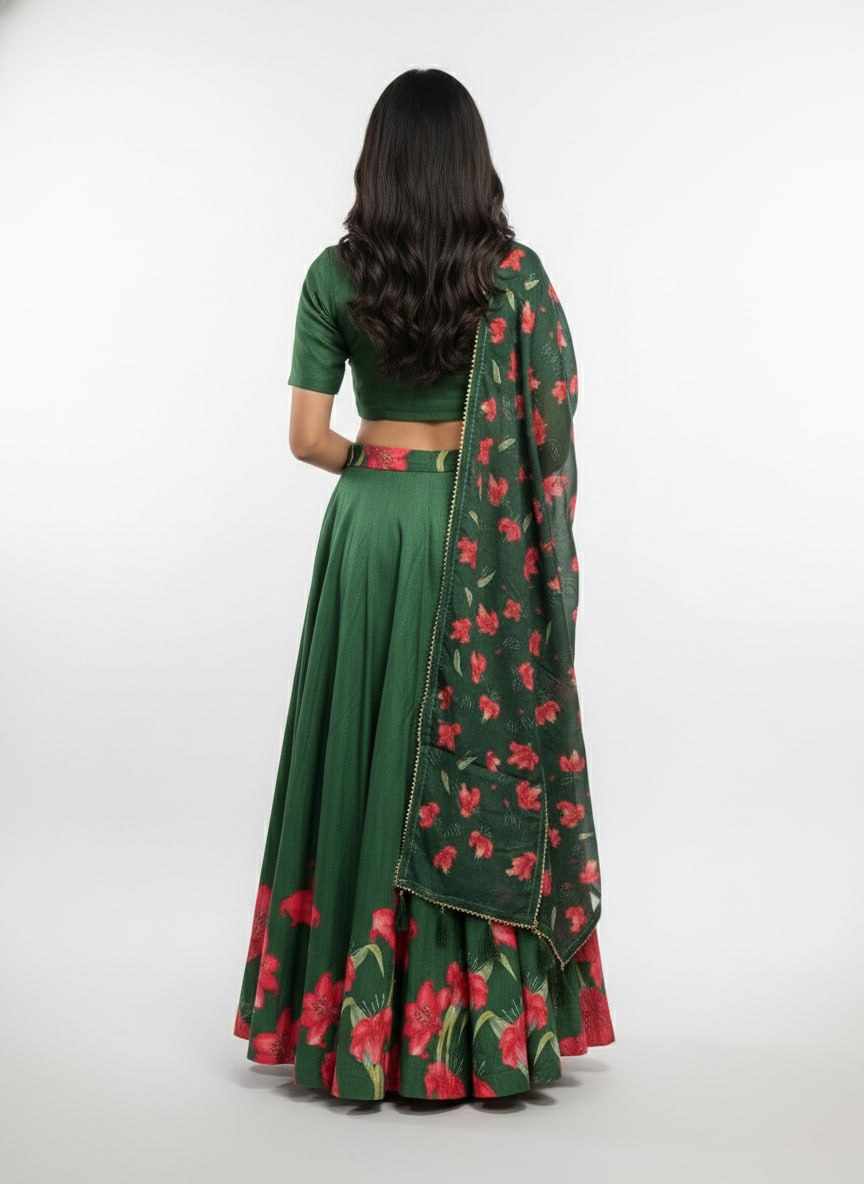 D NO DIGITAL 11 Dola Silk Digital Print Lahenga