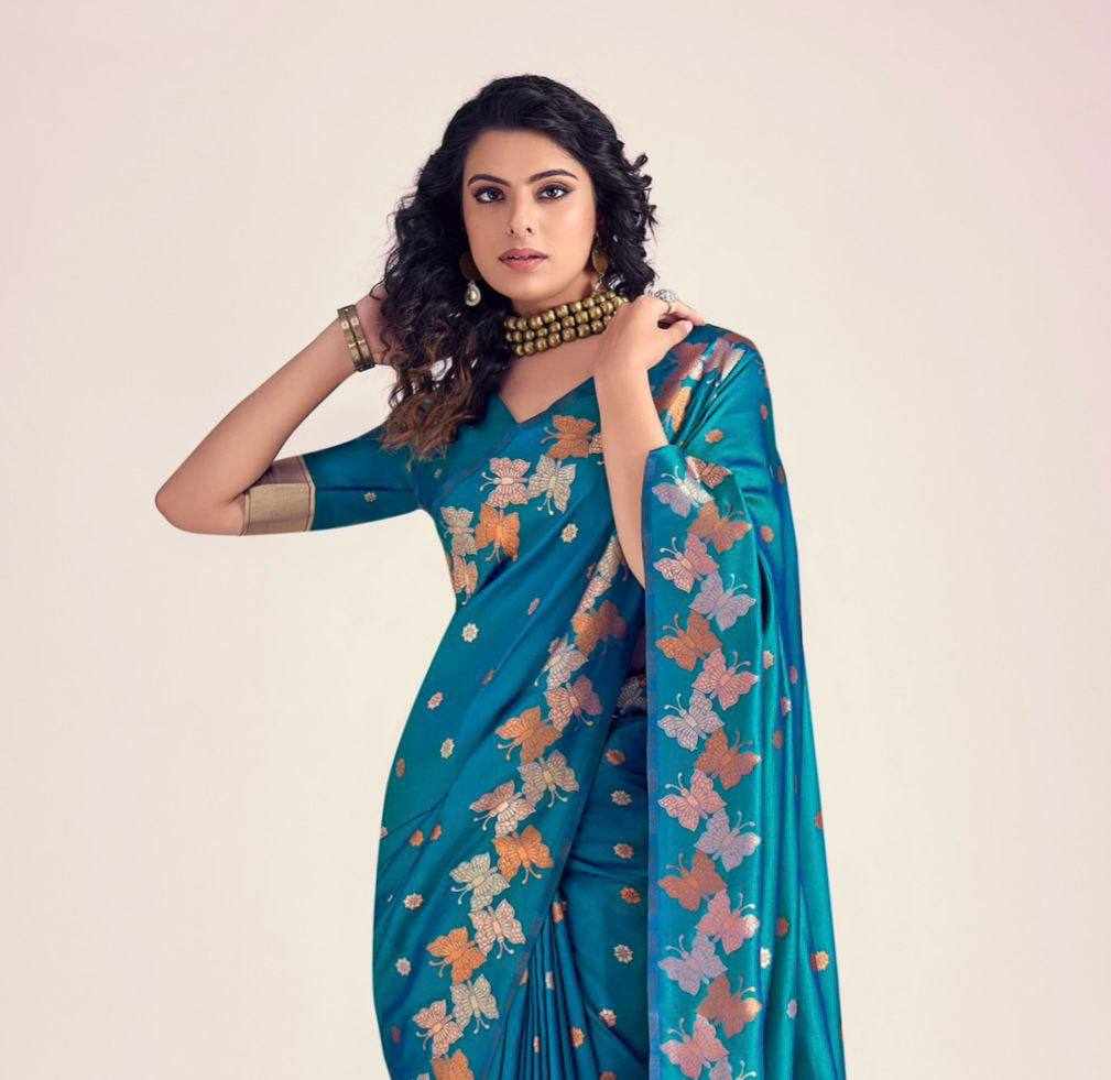 KPR 256 BLUE SOFT LICHI SILK SAREE