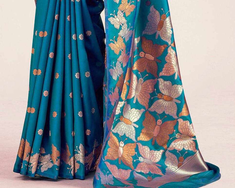 KPR 256 BLUE SOFT LICHI SILK SAREE