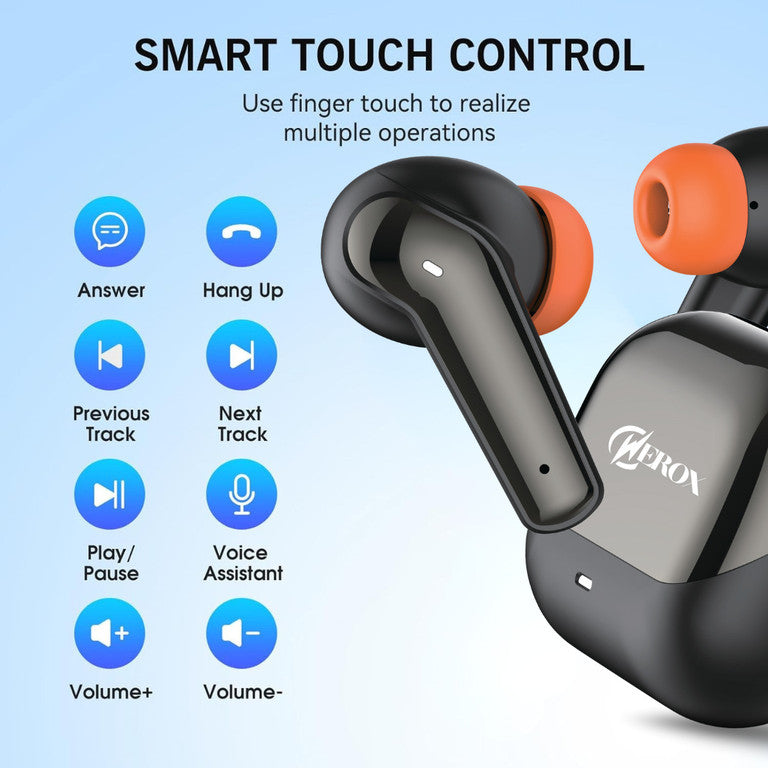 WEROX Excellent Sound Quality in Wireless Earbuds,Long Battery Life Bluetooth Headset (Black, True Wireless)