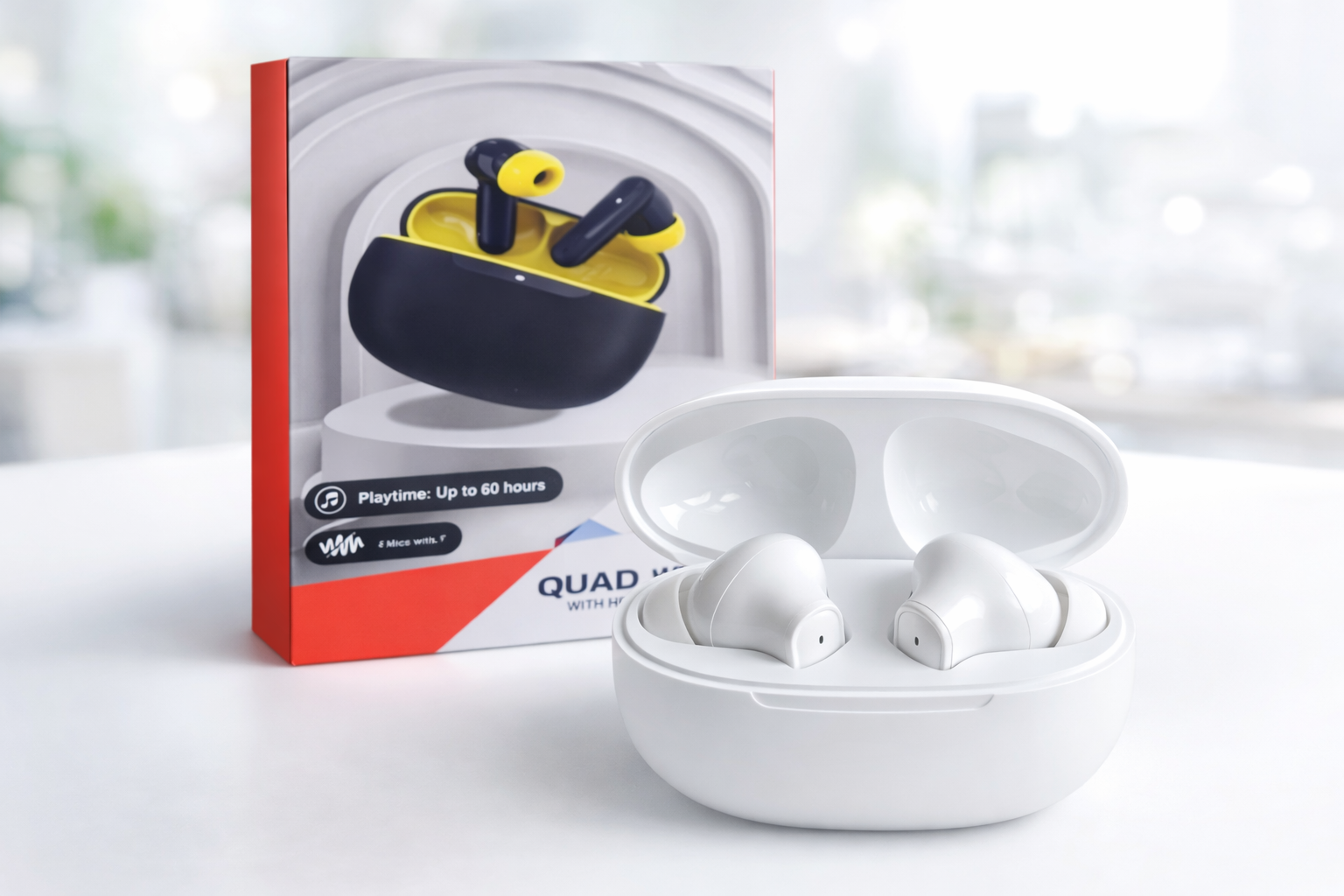 Wireless TWS Earbuds with Charging Case – 60 Hours Playtime, Deep Bass & Clear Calls