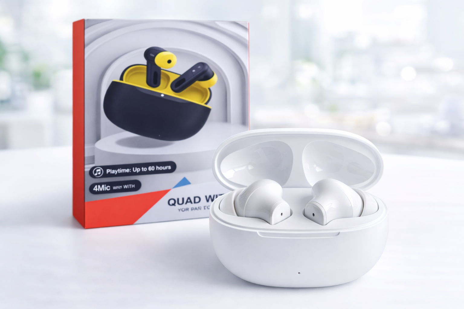 Wireless TWS Earbuds with Charging Case – 60 Hours Playtime, Deep Bass & Clear Calls