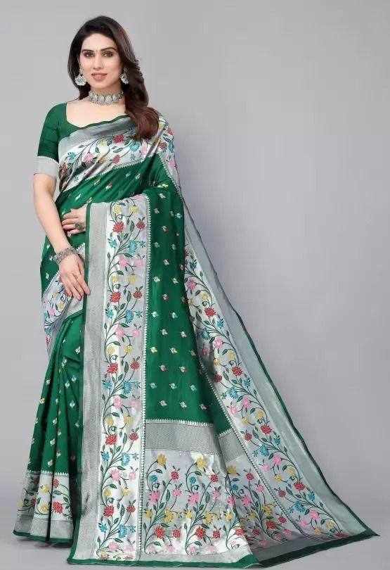 KPR 295 NEW SOFT LITCHI SILK CLOTH GREEN SAREE